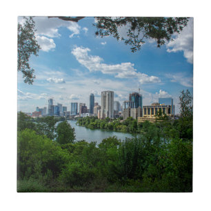 Austin Skyline från Norwood- Austin Texas Kakelplatta