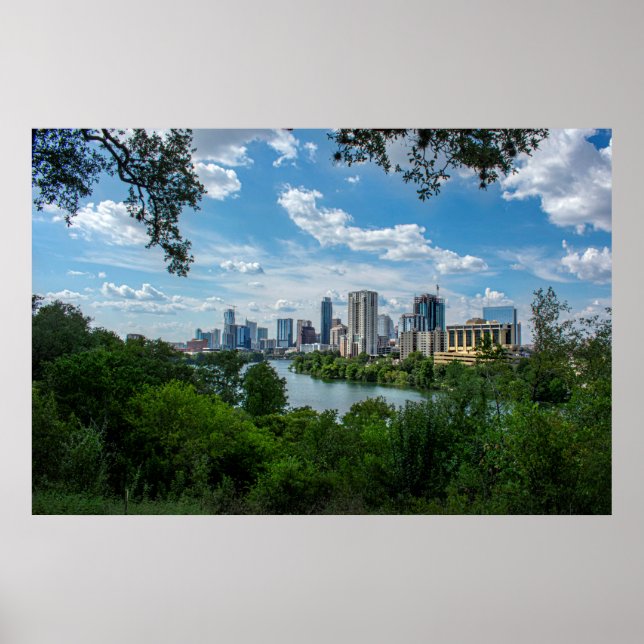 Austin Skyline från Norwood- Austin Texas Poster (Framsidan)