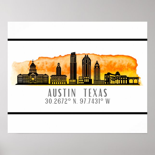 Austin Skyline Latitude Poster (Framsidan)