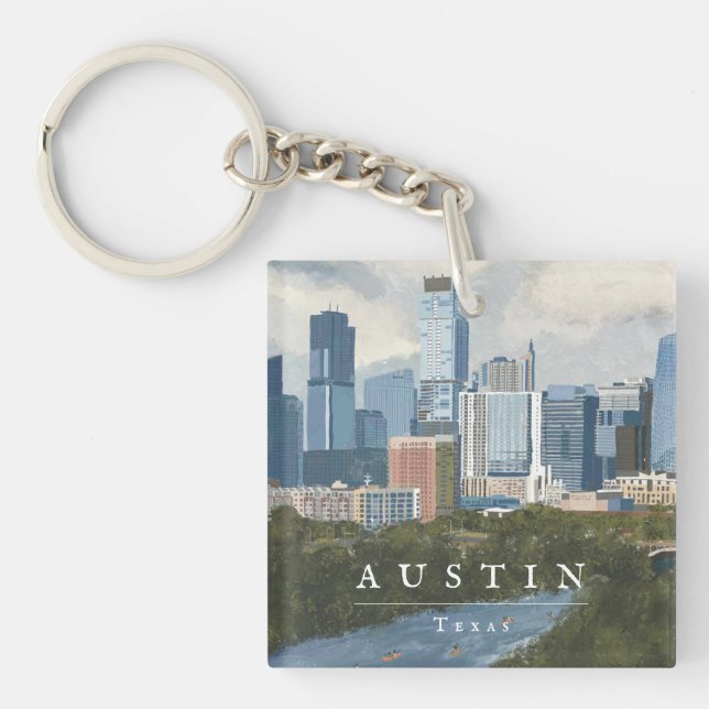 Austin Skyline målade Art-utskrift (Framsidan)