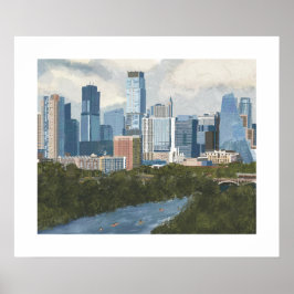 Austin Skyline målade Art-utskrift Poster