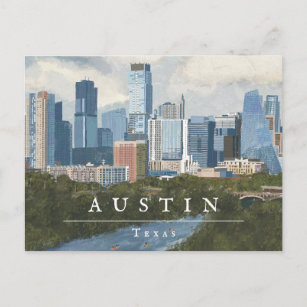 Austin Skyline målade Art-utskrift Vykort