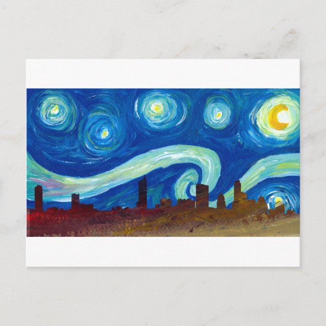 Austin Skyline Silhouette med Starry Night Vykort (Framsida)