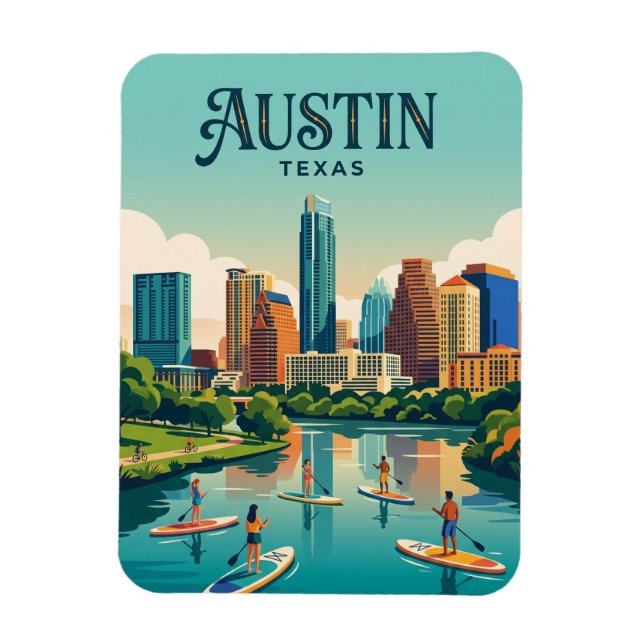 Austin Skyline USA Magnet (Vertikal)