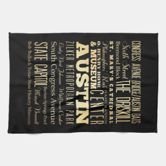 Austin stad av Texas statlig typografikonst Kökshandduk