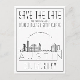 Austin | Stiliserad Skyline Spara datum Vykort