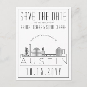Austin Stiliserad Skyline Spara datum Vykort