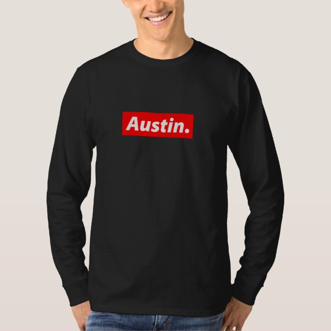 Austin Streetwear for Men Women and Kids Named Aus T Shirt (Framsida)
