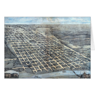 Austin, Texas Antik Flygstadskarta från 1873 Hälsningskort
