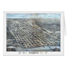 Austin, Texas Antik Flygvy Stadskarta från 1873