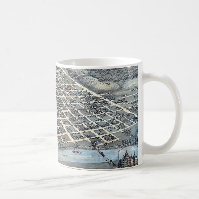 Austin, Texas Antik Flygvy Stadskarta från 1873 Kaffemugg (Höger)