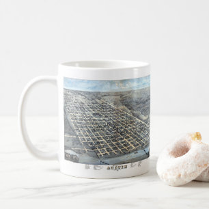 Austin, Texas Antik Flygvy Stadskarta från 1873 Kaffemugg