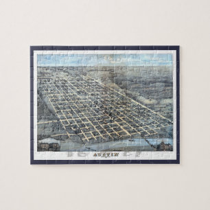 Austin, Texas Antik Flygvy Stadskarta från 1873 Pussel