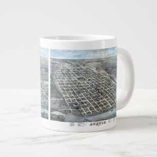 Austin, Texas antika flygkarta från 1873 Jumbo Mugg