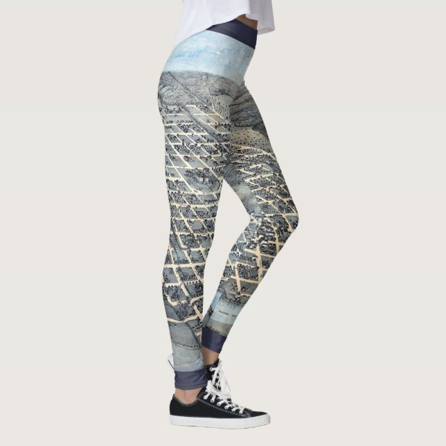 Austin, Texas antika flygkarta från 1873 Leggings (Höger)