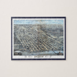 Austin, Texas antika flygkarta från 1873 Pussel