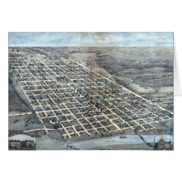 Austin, Texas Antique Aerial City Karta från 1873 Hälsningskort
