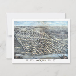 Austin, Texas Antique Aerial City Karta från 1873 Inbjudningar