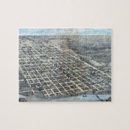 Austin, Texas Antique Aerial City Karta från 1873 Pussel