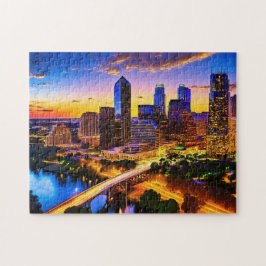 Austin Texas Art 3 Photo Puzzle Skyline Art Austin Pussel