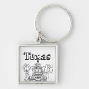 Austin Texas Art Vacation Texas Souvenir Design Fyrkantig Silverfärgad Nyckelring