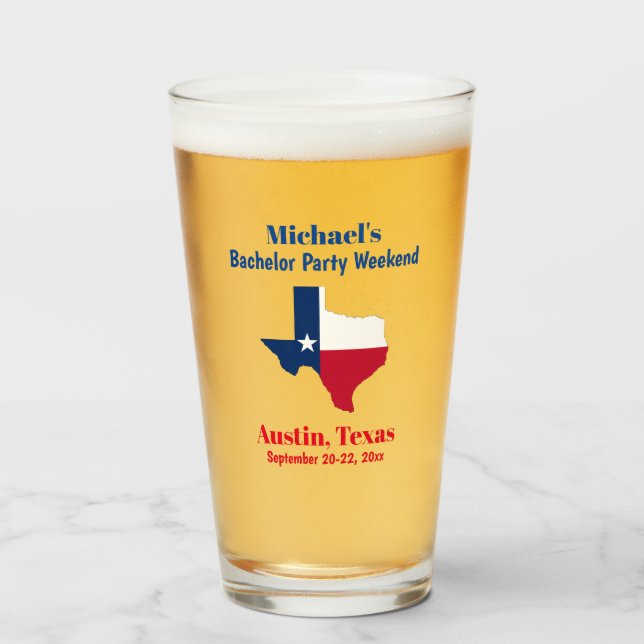 Austin Texas Bachelor Party Favor Beer Pint Glaskopp (Framsida fylld)