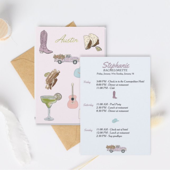 Austin Texas Bachelorette-resväg Inbjudningar (Skapare uppladdad)