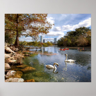 Austin Texas Barton bäck/nyckelpiga sjöhorisont Poster