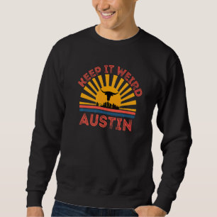 Austin Texas Behåll Det Konstigt Longhorn Solnedgå Lång Ärmad Tröja