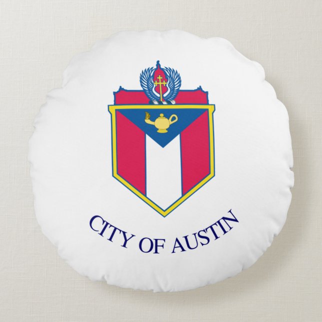 Austin (Texas) City flagga Rund Kudde (Framsidan)