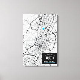 Austin, Texas City Karta + markera din plats Canvastryck