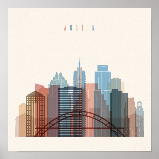 Austin, Texas | City Skyline Poster (Framsidan)