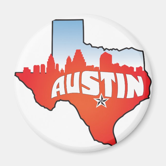 Austin Texas Cityscape Magnet (Framsidan)