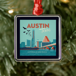 Austin, Texas Congress Avenue Bridge Julgransprydnad Metall