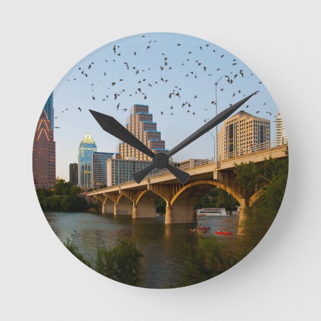 Austin, Texas Congress Bridge Fladdermöss Rund Klocka (Framsida)