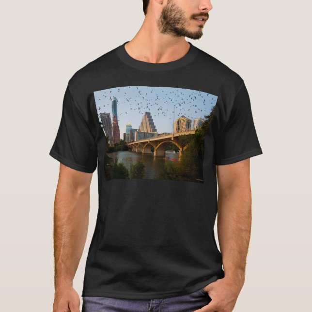 Austin, Texas Congress Bridge Fladdermöss Tee (Framsida)