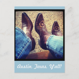 Austin Texas Cowboy Cowgirl Boots Vykort