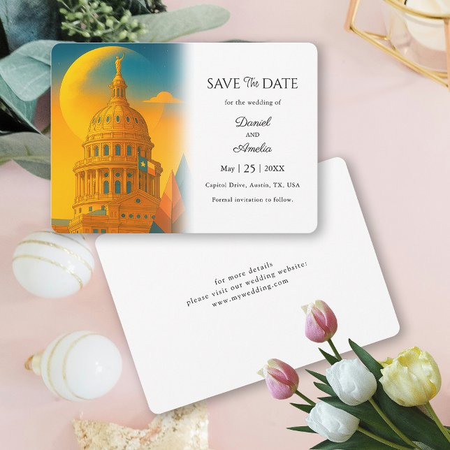 Austin Texas Destination Bröllop Save the Date   Spara Datumet (Austin Texas Destination Save the Date)