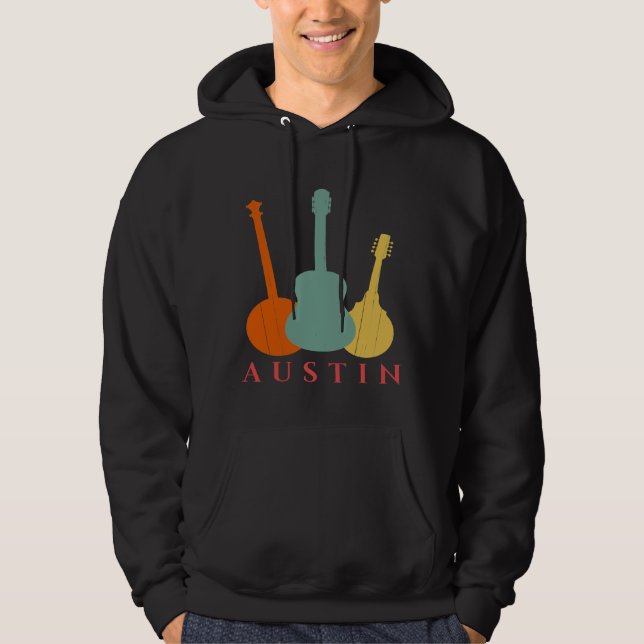 Austin Texas Distress Music Hoodie (Framsida)