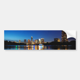 Austin Texas Downtown Night Skyline Ladybird Sjö Bildekal