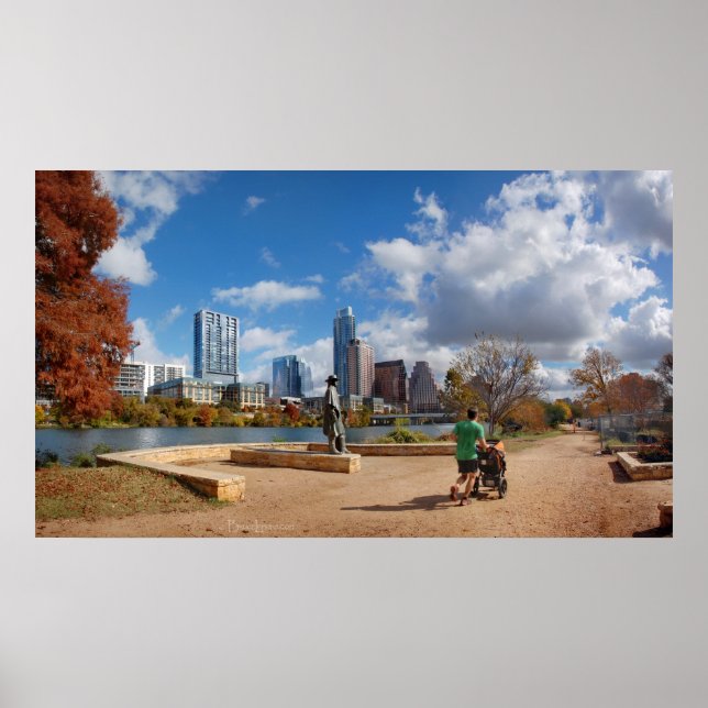 Austin Texas Downtown Skyline - Ladybird Sjö Poster (Framsidan)