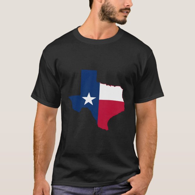 Austin Texas Flagga State Texas Karta Flagga T Shirt (Framsida)