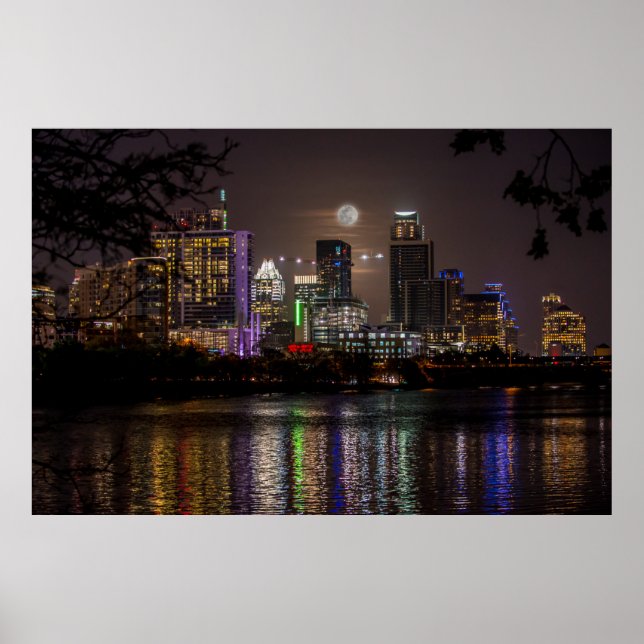Austin, Texas Full Moon v2 Poster (Framsidan)