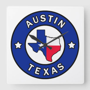 Austin Texas Fyrkantig Klocka