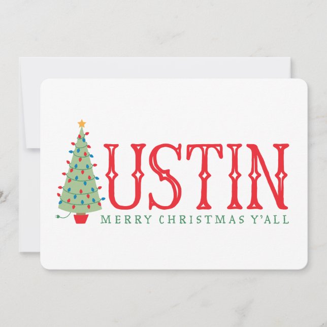 Austin Texas God jul Träd Card eller Inbjudan (Framsida)