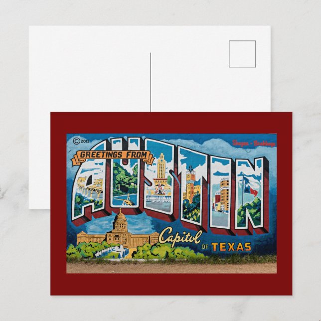 Austin, Texas Hälsningar Vykort (Fram/baksida)