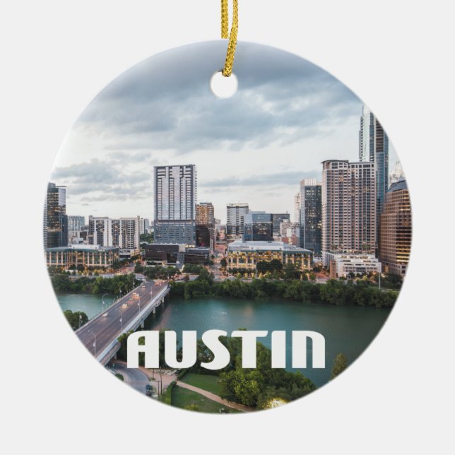 Austin Texas horisontfoto Julgransprydnad Keramik (Framsidan)