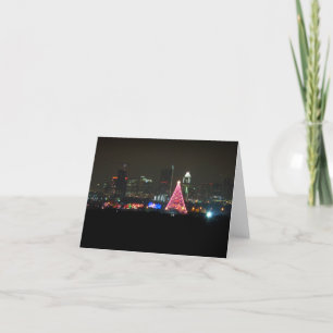 Austin Texas Julspår för Ljus Skyline Helgkort
