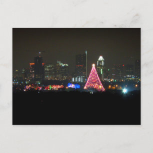 Austin Texas Julspår för Ljus Skyline Vykort