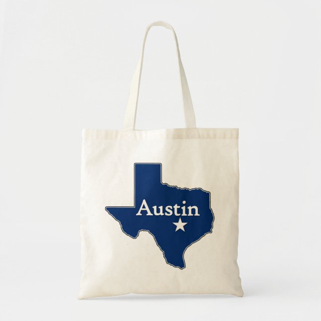 Austin, Texas Karta Lone Star State Capital Texan Tygkasse (Framsidan)